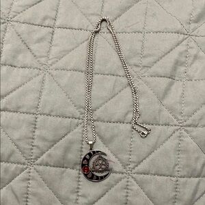 Silver and Red Moon Pendant Necklace